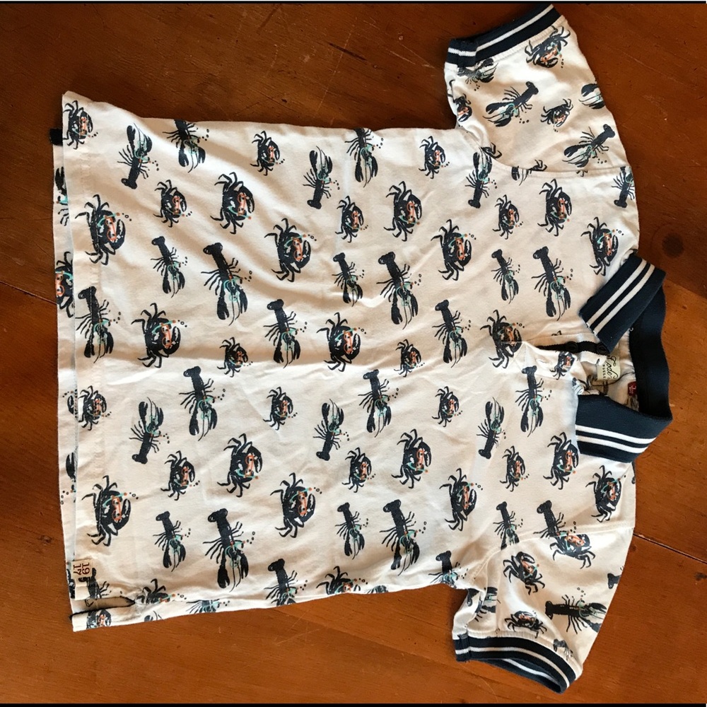 Seaside boys collared polo, lobster and crabs
